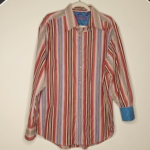 Robert Graham Stripped Pink, Purple, Red, Ivory Long-Sleeved - Picture 2 of 9